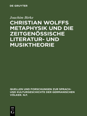cover image of Christian Wolffs Metaphysik und die zeitgenössische Literatur- und Musiktheorie